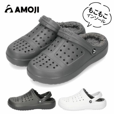 AMOJI アモジ サンダル メンズ レディース D8818 クロッグサンダル もこもこ 防寒 冬用 2way ベルト スリッパ サボ オフィスシューズ アウトドア キャンプ 旅行 軽量 ビジネス 仕事履き
