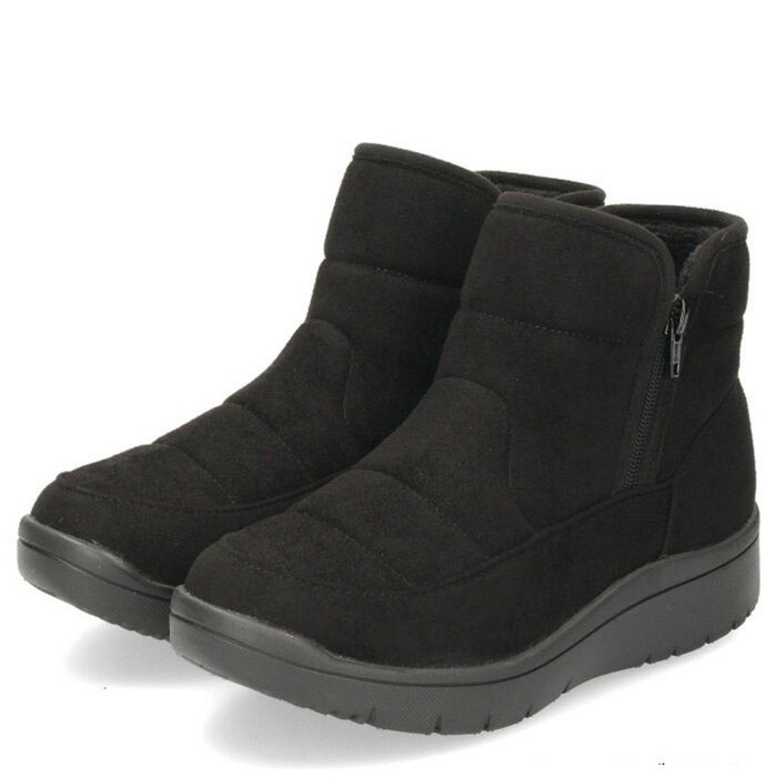 パンジー レディース ショートブーツ 靴 生活防水 撥水加工 4666 Pansy サイドジップ 厚底 幅広 4E 軽量 防滑 防寒 ブラック 黒 グレー