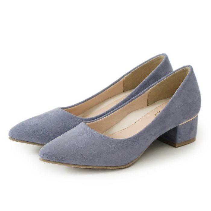 パンプス ローヒール 黒 痛くない 柔らかい ブラック 4センチ スエード 太ヒール チャンキーヒール ポインテッドトゥ 飾り ドークレ 22cm 極ふわっ 21114 Parade カジュアル パーティー セレモニー