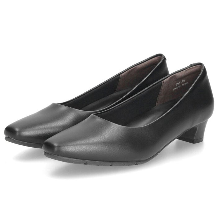 パンプス ローヒール 黒パンプス 幅広 痛くない 防水 ブラック ビジネス ゆったり 3E 4E 幅広 スクエアトゥ 太めヒール 防滑 防臭 屈曲 ベーシックパンプス Parade