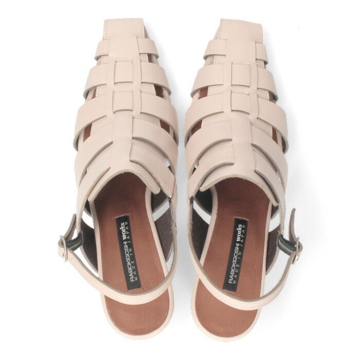 RABOKIGOSHI works ラボキゴシ ワークス サンダル ヒール 靴 レディース 12719 本革 グルカサンダル 黒 ブラック アイボリー