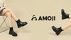 AMOJI アモジ レディース レインブーツCB918 BEIGE BLACK