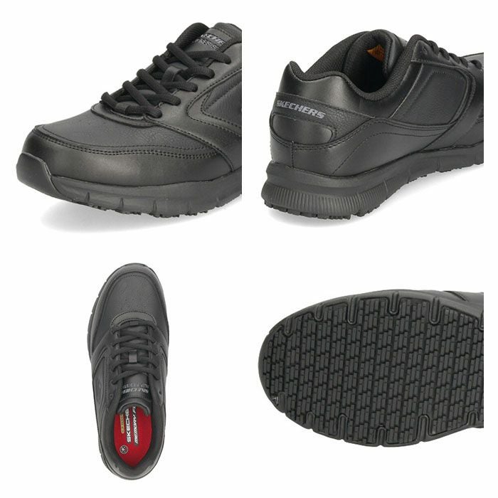 スケッチャーズ メンズ スニーカー ナンパ SR SKECHERS 77156 BLK ブラック 防滑 ゆったり クッション性 ワークシューズ