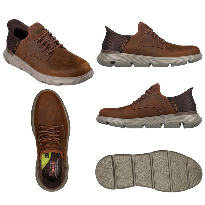 栗山英樹さんCM着用モデル スケッチャーズ スリップインズ メンズ ガルザ カービン 革靴 スニーカー スリッポン ゴム紐 SKECHERS 履きやすい ビジネスシューズ 本革 ノーマル幅