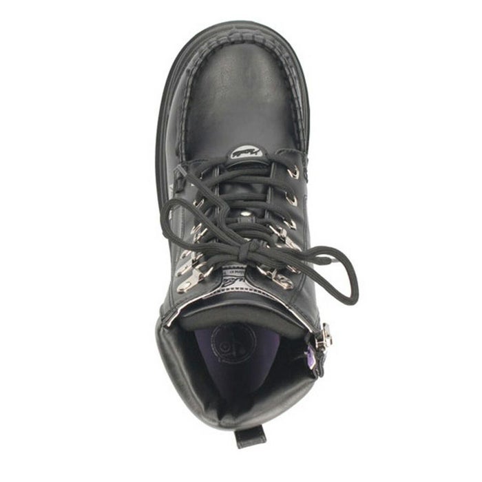 ブーツ レディース 厚底ブーツ ショート 黒 ヨースケ YOSUKE 靴 幅広 3E 編み上げブーツ 4460057 ブラック ブラックマルチ チャンキーヒール サイドジップ