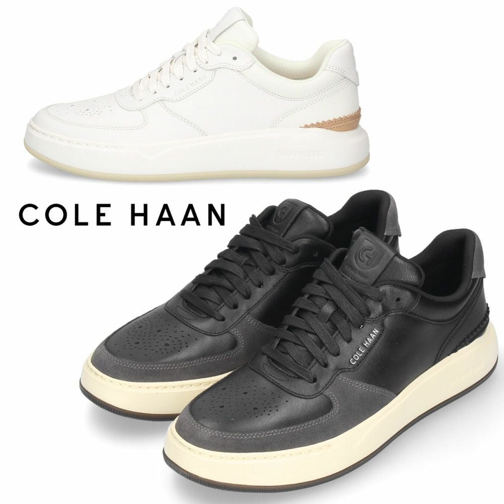 美品 cole haan スニーカー 白×黒 9.5 27cm スニーカー メンズ 黒 白 レザー シューズ 本革 靴 コールハーン