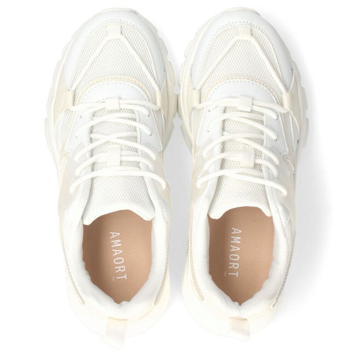 スニーカー レディース 厚底 白 ボリュームソール ローカット 歩きやすい きれいめ 5cm AMAORT 1052