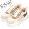スニーカー レディース 厚底 白 ボリュームソール ローカット 歩きやすい きれいめ 5cm AMAORT 1052