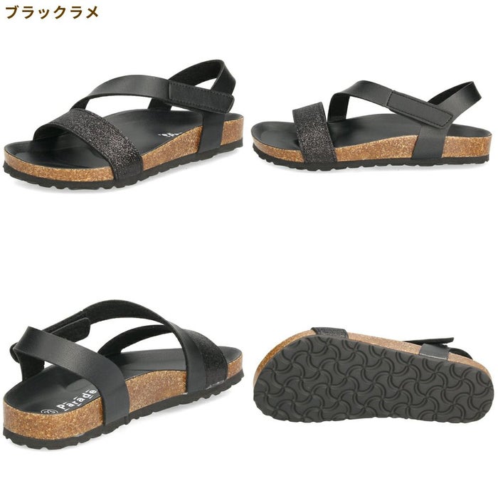 サンダル レディース ぺたんこ 歩きやすい 疲れない フットベッド ストラップ フラット おしゃれ きれいめ かかとあり マジックテープ Parade 290