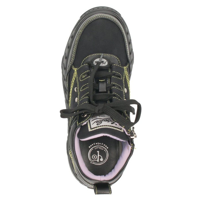 厚底スニーカー レディース ブラック ホワイト レースアップ シューズ ヨースケ YOSUKE 靴 カジュアル 4460010 黒 白 ダッドスニーカー