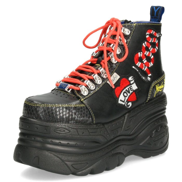 ヨースケ スニーカー yusuke shoes レディース 2601142 靴 ワッペン付き厚底スニーカ 3E ハイカット レースアップ 安定感