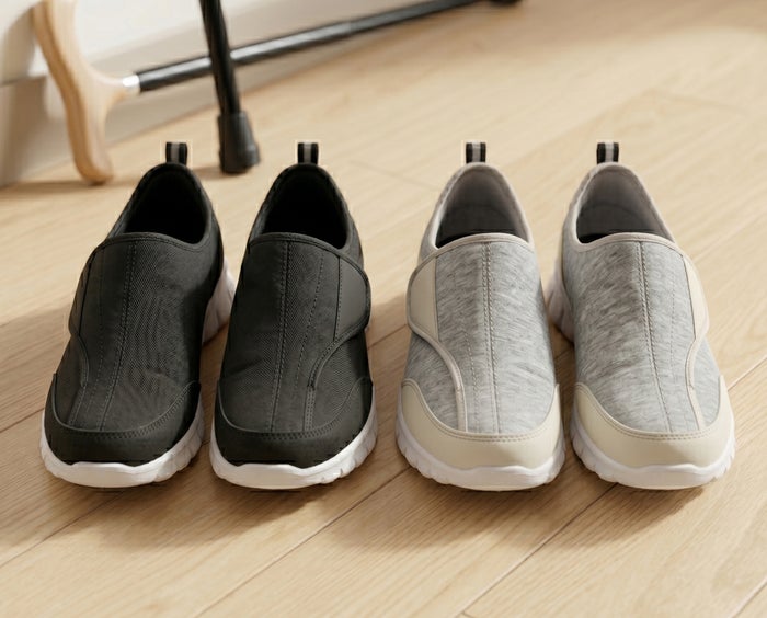 スニーカー レディース スリッポン 大開口タイプ 履きやすい 柔らかい 軽量 グレー ベルクロ マジックタイプ 婦人靴 女性 面ファスナー Parade 1991W