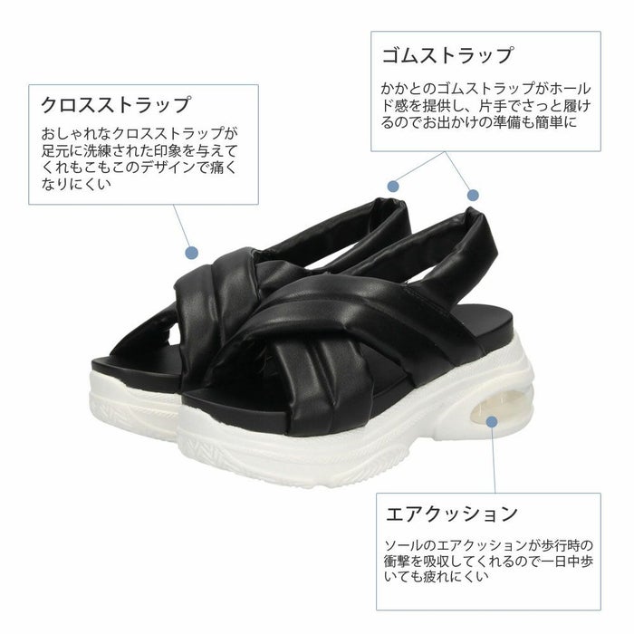 サンダル レディース 靴 ストラップサンダル 厚底 スタイルアップ 軽量 エアクッション 疲れにくい デイリー Parade 92801 パレード