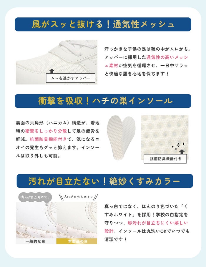 上履き 子供 白 小学生 幅広 3E ゆったり キッズ マジックテープ 紐 上靴 スニーカー 内履き 外履き スクールシューズ 体育館 運動 軽量 洗える Parade 8011 