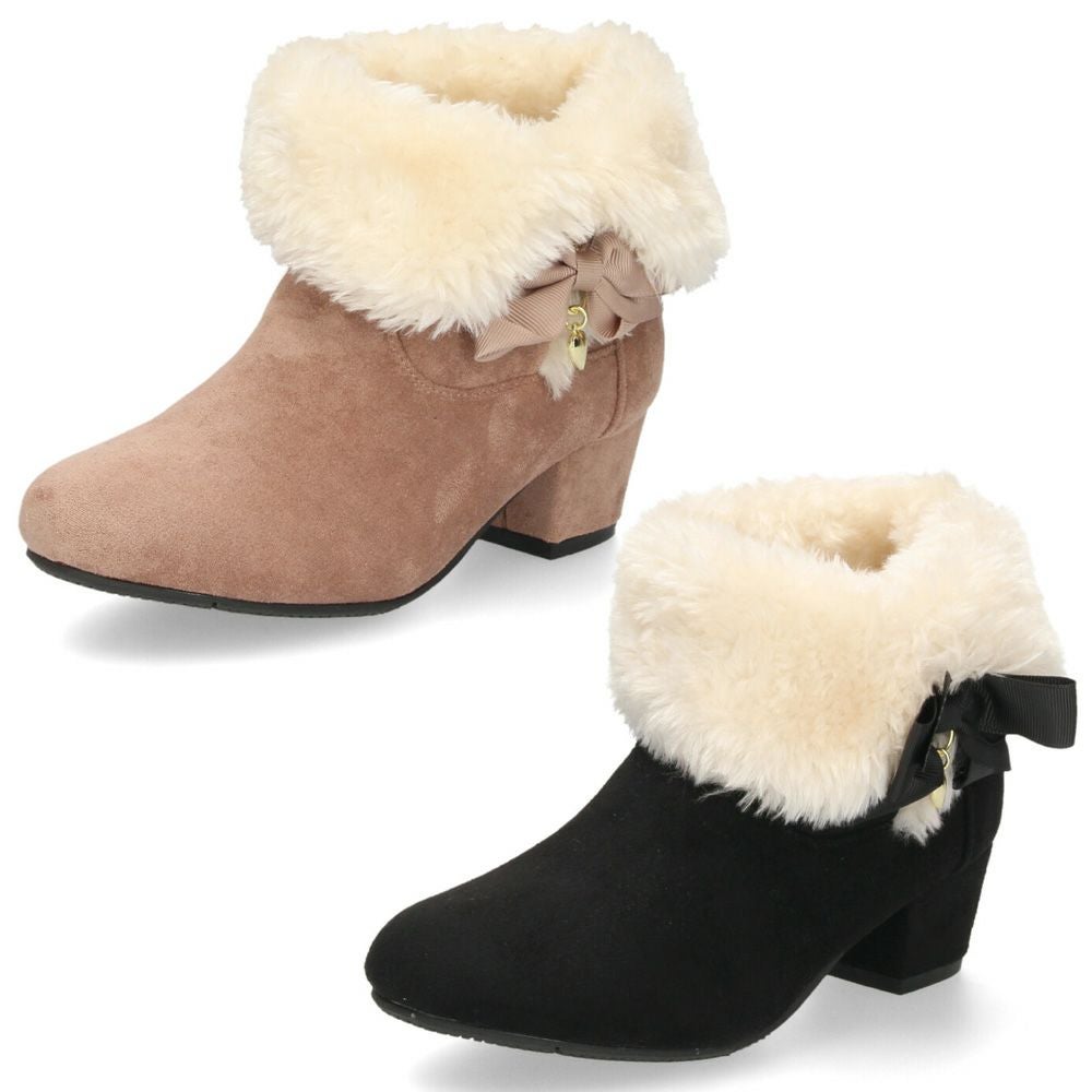 キッズ ブーツ 女の子 ジュニア ブーティー おしゃれ かわいい 黒 ボア