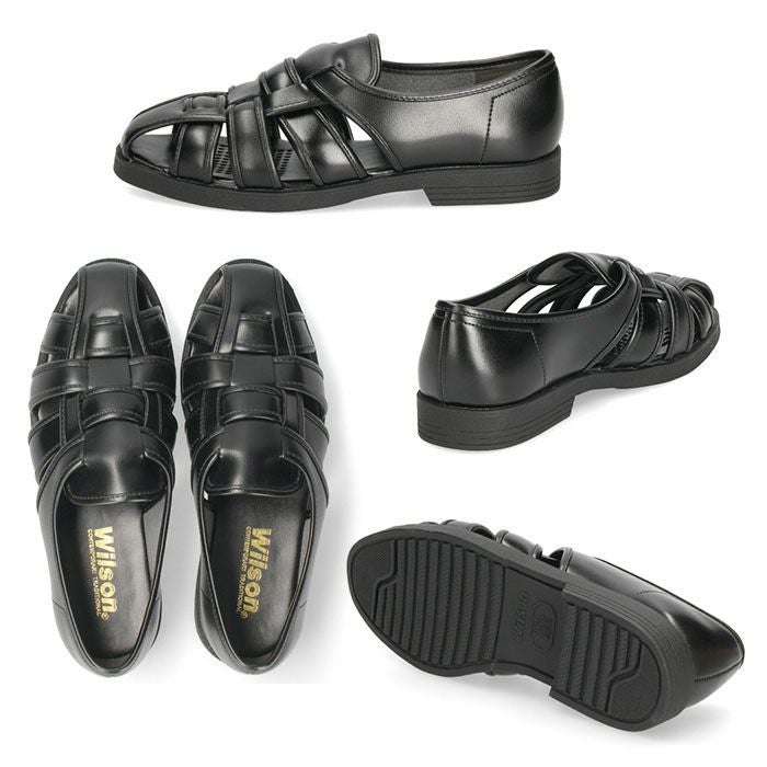 メンズ カメサンダル ドライビングシューズ オフィスサンダル Wilson ウィルソン 3600 ブラック ダークブラウン コンフォートサンダル  通気性 クールビズ