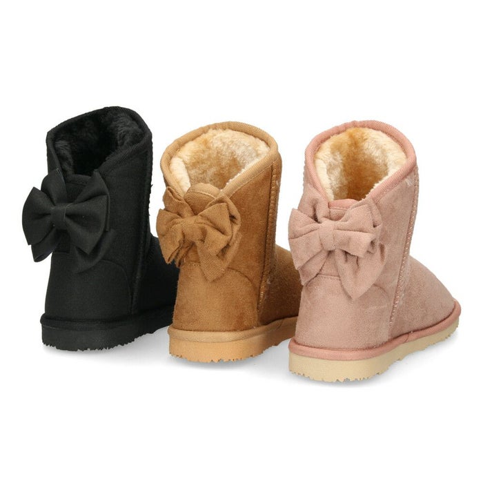 キッズ ベビー ムートンブーツ バックリボン ピンク キャメル ブラック 黒 子供 冬 ふわふわ あたたかい おそろいコーデ 防寒 R44408 R44409