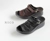 厚底サンダル レディース かかとあり ミュール 靴 NICO ニコ 4039 コンフォートシューズ バックベルト オープントゥ 黒 白 本革 日本製