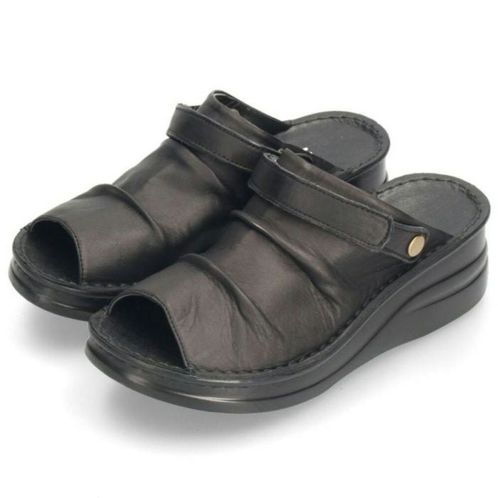 厚底サンダル レディース かかとあり ミュール 靴 NICO ニコ 4039 コンフォートシューズ バックベルト オープントゥ 黒 白 本革 日本製