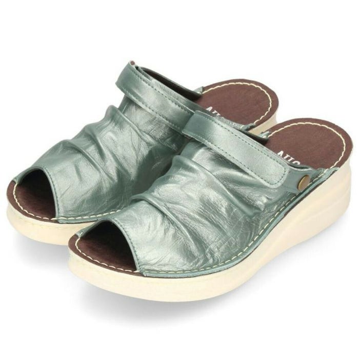 厚底サンダル レディース かかとあり ミュール 靴 NICO ニコ 4039 コンフォートシューズ バックベルト オープントゥ 黒 白 本革 日本製