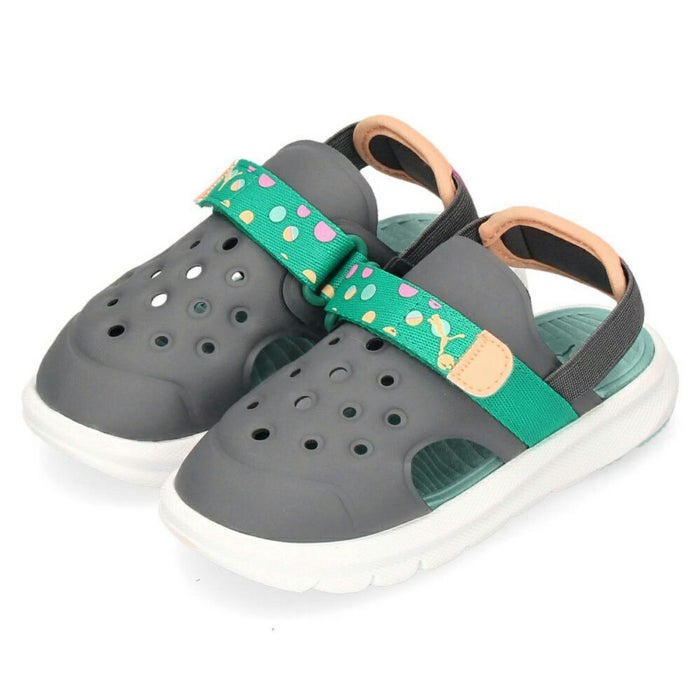 PUMA ベビー プーマ エボルブ サマーキャンプ AC サンダル 395647 01 ホワイト 02 グレー キッズ スポーツサンダル 男の子 女の子 軽量 通気性 速乾