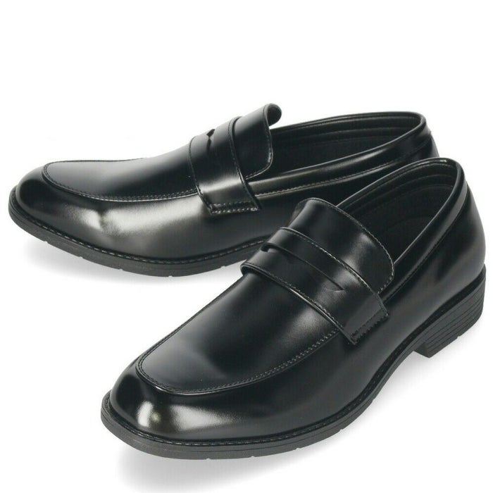 ビジネスシューズ 防水 幅広 5E EEEEE ゆったり 黒 メンズ 紳士 仕事 通勤 リクルート プレーントゥ ローファー Uチップ 合皮 Parade 4101 4102 4103 4104