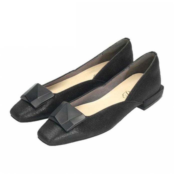 パンプス 91103 Parade 靴 スクエアトゥ ストーン飾り ローヒール 太ヒール オフィス セレモニー パレード