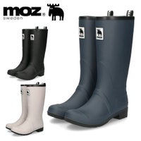 モズ レインブーツ 長靴 レディース 雪 防水ブーツ ロング MOZ 8035 黒 ネイビー アイボリー スノーブーツ 防寒 あったかい