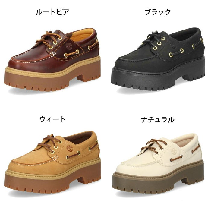 Timberland ティンバーランド レディース 厚底 モカシン 本革 レザー ストーン ストリート ボート シューズ 0A6AVE 0A2QDM ブラック 黒 ルートビア 靴