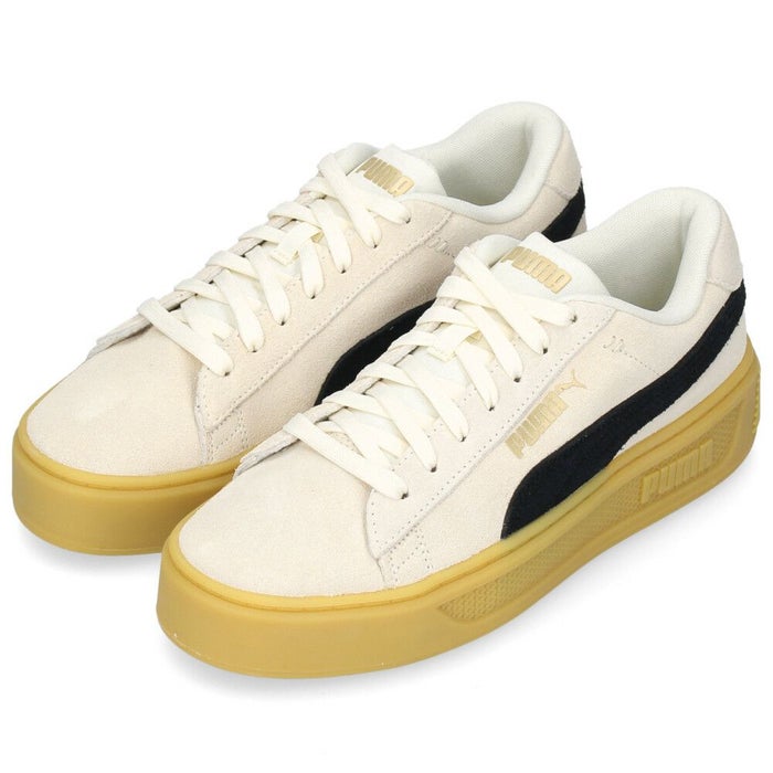 プーマ スニーカー レディース 厚底 白 黒 シューズ スマッシュプラットフォーム V3 PUMA 391942 本革 ローカット 