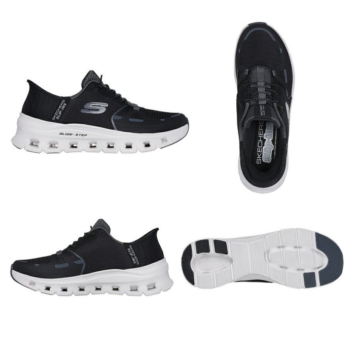 スケッチャーズ スリップインズ レディース スニーカー 厚底 ハンズフリー スリッポン ウォーキングシューズ SKECHERS Slip-ins グライドステップ プロ 150420 靴 履きやすい ゴム紐 ノーマル幅 黒