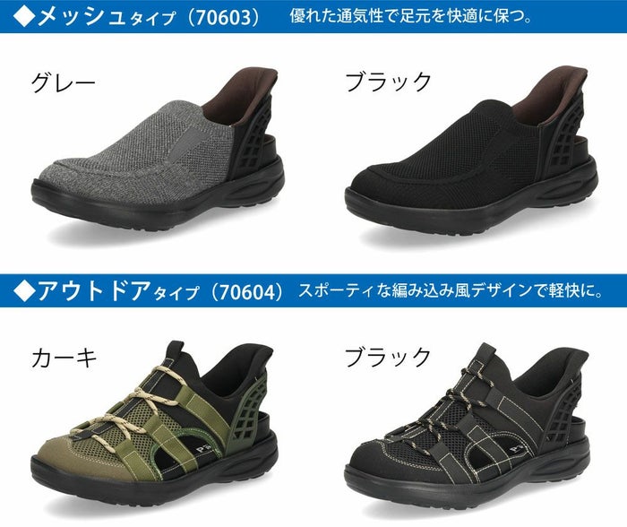 メンズ サンダル かかと付き 履きやすい ハンズフリー 靴 グルカサンダル ブラック ブラウン グレー おしゃれ 合皮 メッシュ 通気性 軽量 パレード Parade 70603 70612 70613