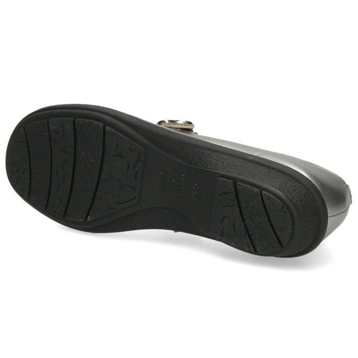 レディース パンプス 靴 ベルト付き フラットソール 軽量 クッションインソール Parade 34004 ブラック スチール