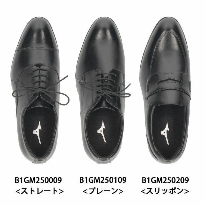 ミズノ ビジネスシューズ メンズ 革靴 ストレートチップ プレーントゥ スリッポン 本革 黒 MIZUNO エクスライト ST3 PT2 SO B1GM 250009 250109 250209 ブラック