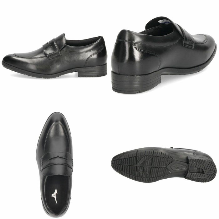 ミズノ ビジネスシューズ メンズ 革靴 ストレートチップ プレーントゥ スリッポン 本革 黒 MIZUNO エクスライト ST3 PT2 SO B1GM 250009 250109 250209 ブラック