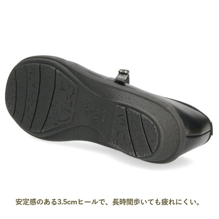 パンプス ラウンドトゥ ストラップ レディース 靴 日本製 3.5cmヒール ローヒール 安定感 軽量 歩きやすい Parade パレード 34001