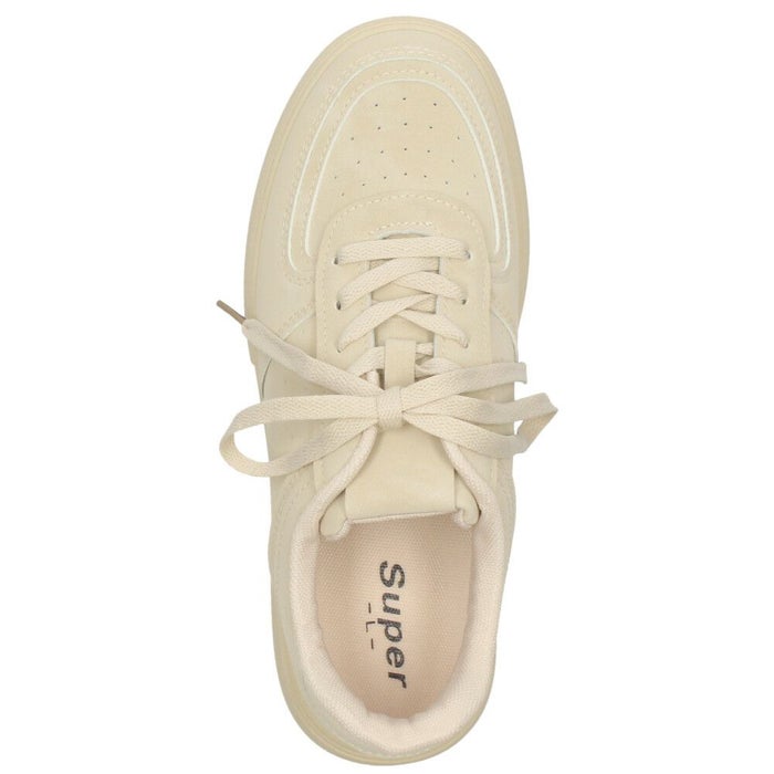 スニーカー レディース 靴 ローカット レースアップ ウォッシュ加工 厚底 カジュアル グレー アイボリー ミント Super 95023