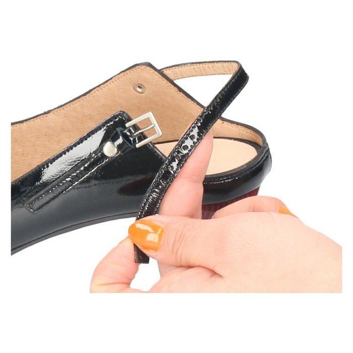 ラボキゴシ ワークス レディース パンプス ストラップ エナメル 黒 5cm ヒール ポインテッドトゥ 2WAY 12814 RABOKIGOSHI works 日本製