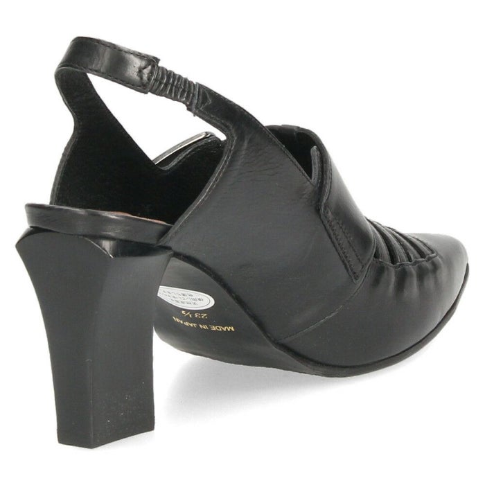 ラボキゴシ ワークス レディース パンプス ストラップ 本革 黒 7.5cm ヒール ポインテッドトゥ トゥバックル付き 12816 RABOKIGOSHI works 日本製