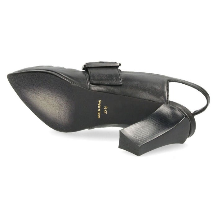 ラボキゴシ ワークス レディース パンプス ストラップ 本革 黒 7.5cm ヒール ポインテッドトゥ トゥバックル付き 12816 RABOKIGOSHI works 日本製