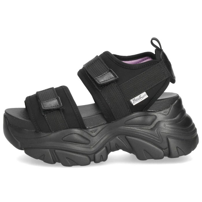 ヨースケ 厚底サンダル レディース 4460022 YOSUKE 靴 スニーカー 黒 ブラック 紫 幅広 3E ベルクロ 