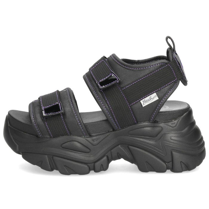 ヨースケ 厚底サンダル レディース 4460022 YOSUKE 靴 スニーカー 黒 ブラック 紫 幅広 3E ベルクロ 