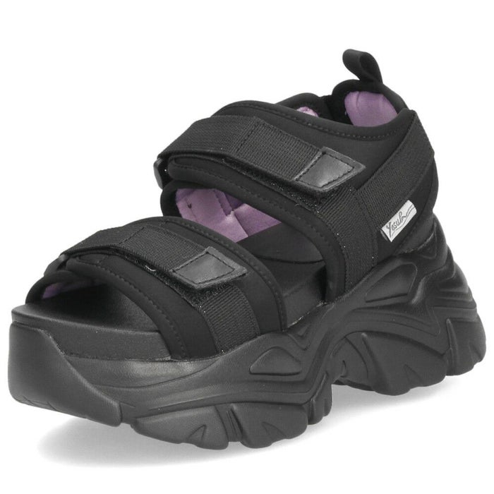 ヨースケ 厚底サンダル レディース 4460022 YOSUKE 靴 スニーカー 黒 ブラック 紫 幅広 3E ベルクロ 