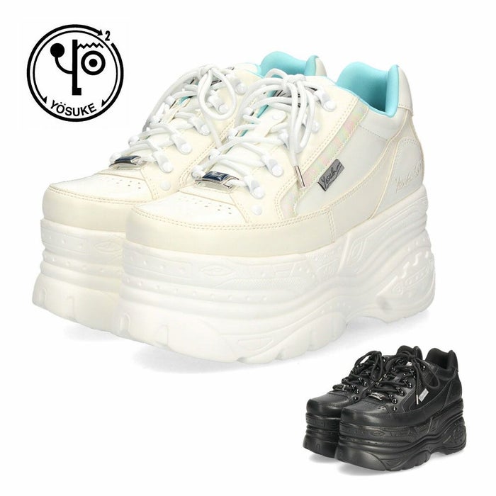 ヨースケ 厚底スニーカー レディース 2601023 YOSUKE 靴 スニーカー SANMARU 3E 幅広 黒 ブラック 白 ウェッジヒール ジッパー