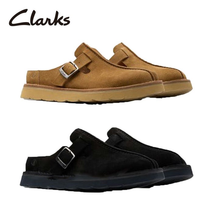 クラークス レザーサンダル メンズ 26180879 26180881 ソルスブリーミュール シューズ CLARKS スエード 黒 ブラック ブラウン 普段履き