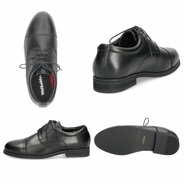ビジネスシューズ 幅広 6E ウォーカブル メンズ 革靴 紳士靴 WALKABLE 2091 2092 2093 大きいサイズ 通勤 リクルート プレーントゥ ラウンドトゥ ストレートチップ ローファー ブラック 外羽根