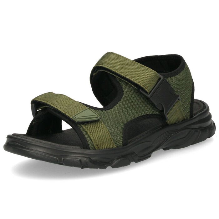メンズ サンダル カジュアル 黒 かかと付き スポーツサンダル 軽量 歩きやすい 面ファスナー 調節可能 ブラック カーキ パレード 52101 Parade