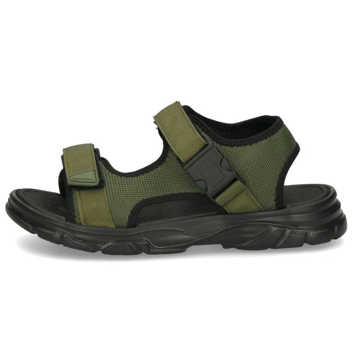 メンズ サンダル カジュアル 黒 かかと付き スポーツサンダル 軽量 歩きやすい 面ファスナー 調節可能 ブラック カーキ パレード 52101 Parade