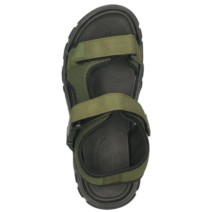 メンズ サンダル カジュアル 黒 かかと付き スポーツサンダル 軽量 歩きやすい 面ファスナー 調節可能 ブラック カーキ パレード 52101 Parade