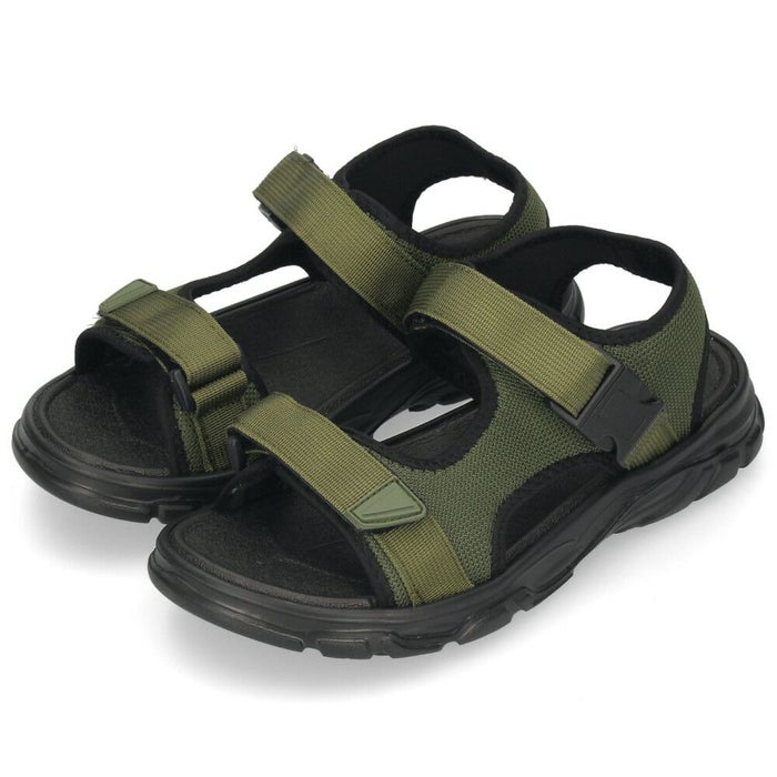メンズ サンダル カジュアル 黒 かかと付き スポーツサンダル 軽量 歩きやすい 面ファスナー 調節可能 ブラック カーキ パレード 52101 Parade
